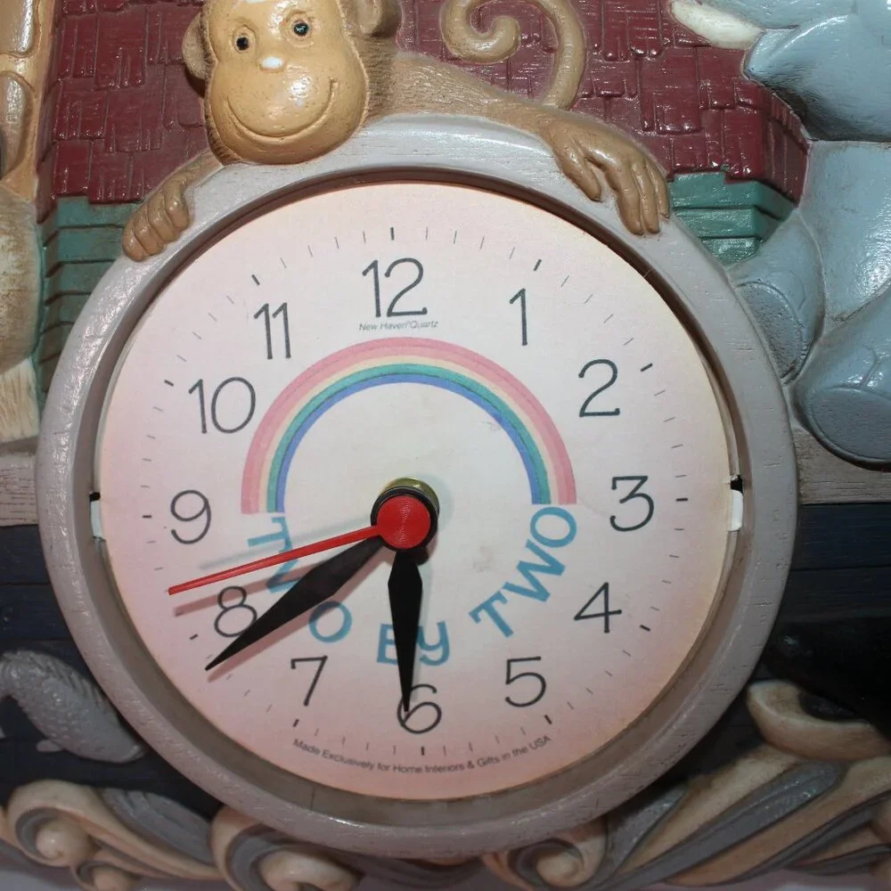Vintage Noah's Ark Wall Clock Nursery Baby‎ Room Two By Two (Missing Glass) *BB